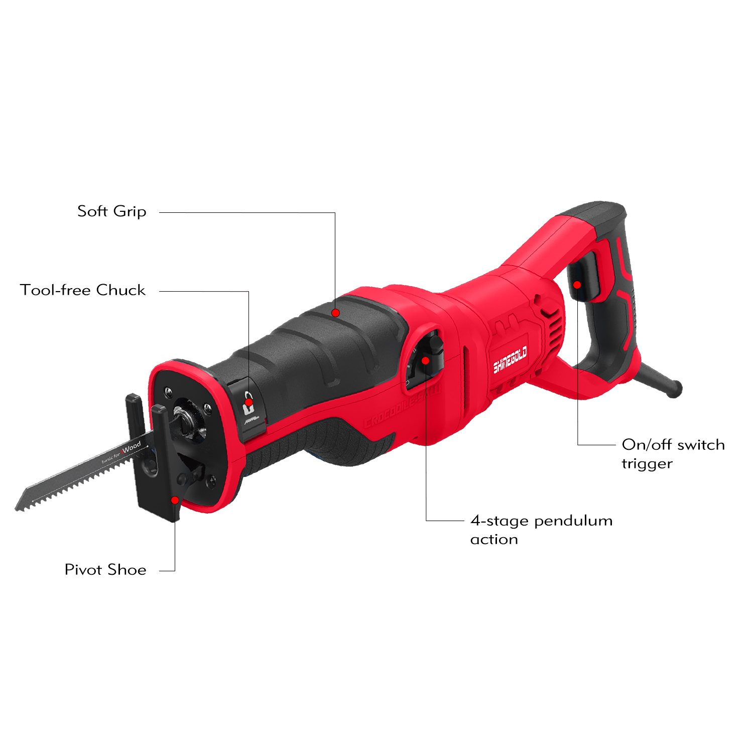 Professional 1200W Reciprocating Saw Electric Power Tool Machine with Variable Speed