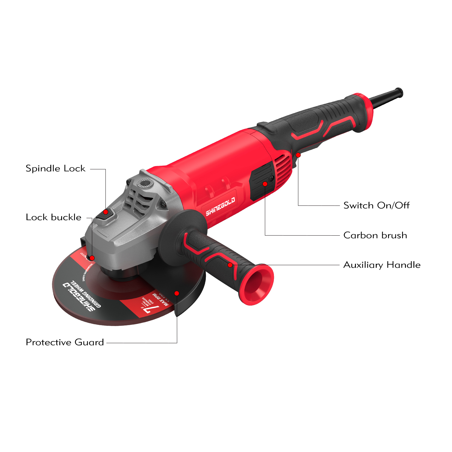 2900W 15A 9 Inch Power Multi-functional Cutting Polishing Machine Household Hand Grinding Wheel Angle Grinder 