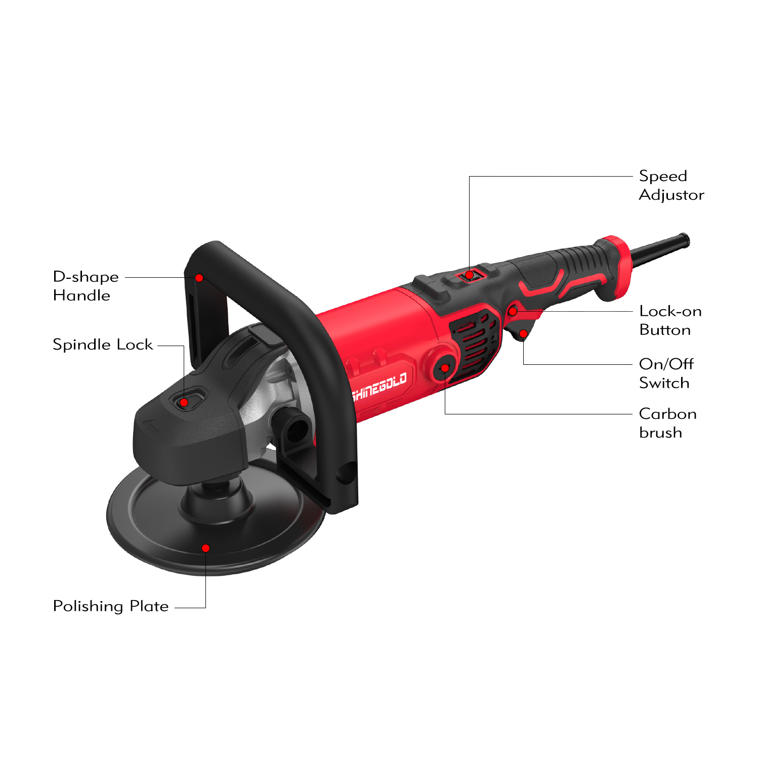 Hot Sale 1400W Electric Variable Speed Car Polisher with 3500RPM Max Speed